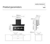 Hotte Aspirante Murale en Forme de 7 pour Cuisine, Moteur de Cheminée, Extracteur de Hotte à Tirage Inversé