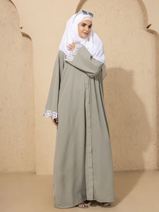 Nuevo Vestido Abaya Musulmán Informal de Poliéster con Bordado para Mujer, Kimono Eid de Manga Larga, Estilo Árabe Dubai - Product Image 4