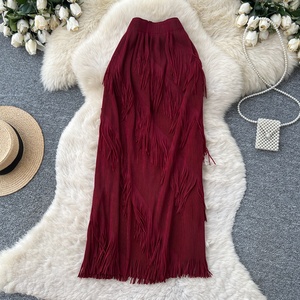 Gonna a pieghe primaverile con nappe da donna, elegante, a vita alta, per l'ufficio - Product Image 4