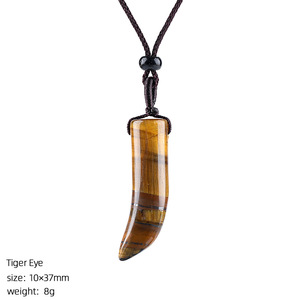 Collar con Colgante <span class=keywords><strong>de</strong></span> Cuerno <span class=keywords><strong>de</strong></span> Cristal Natural, Collar <span class=keywords><strong>de</strong></span> Piedra Semipreciosa Ajustable con Cuerda Trenzada Retro, Joyería Unisex con Gemas - Product Image 6
