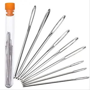 9pcs Large-Eye Blunt Needles Stainless Steel Yarn Knitting Needles Crafting Knitting Weaving Perfect For Crochet Projects