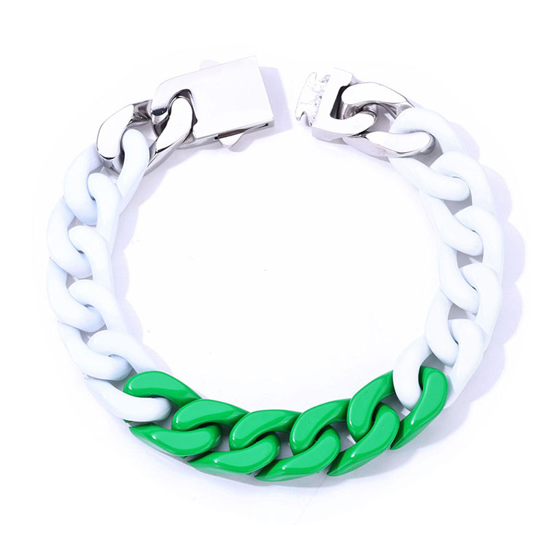 Bracelet patchwork blanc et vert