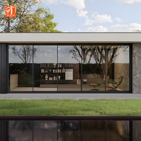 Porta deslizante de alumínio contemporânea com isolamento térmico exterior para residências com moldura ultra fina