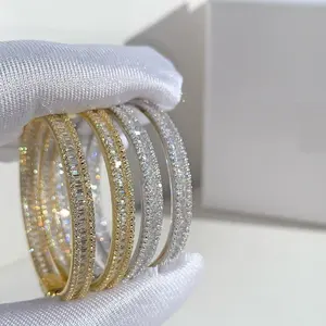 Alla moda in argento placcato oro delle donne dei monili di rettangolo ice out bling cz big orecchino ad anello