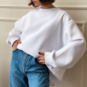 Maglioncino Oversize in pile Oversize da donna autunno inverno nuovo stile di strada stile Oversize massello ampio girocollo felpe - Product Image 3