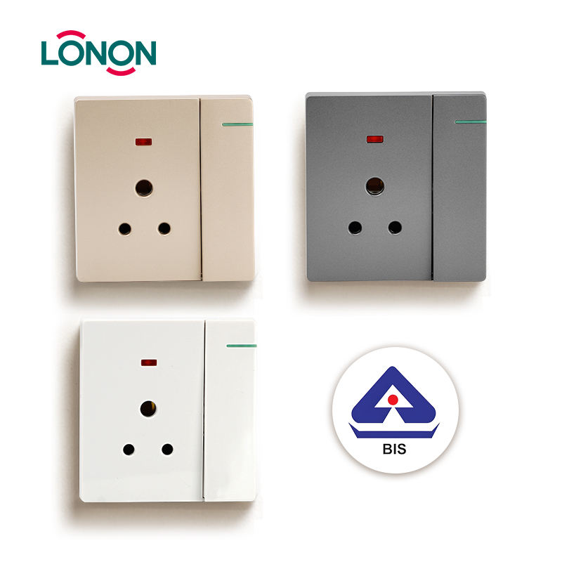 250V Modern Custom Indian Socket Wall Switches and Sockets Electrical