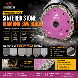 Disco Diamante 125mm 1.4mm Ultra Fino para Piedra Sinterizada, Porcelanato, Mármol, <span class=keywords><strong>Granito</strong></span>, Sierra sin Desportillar - Product Image 2