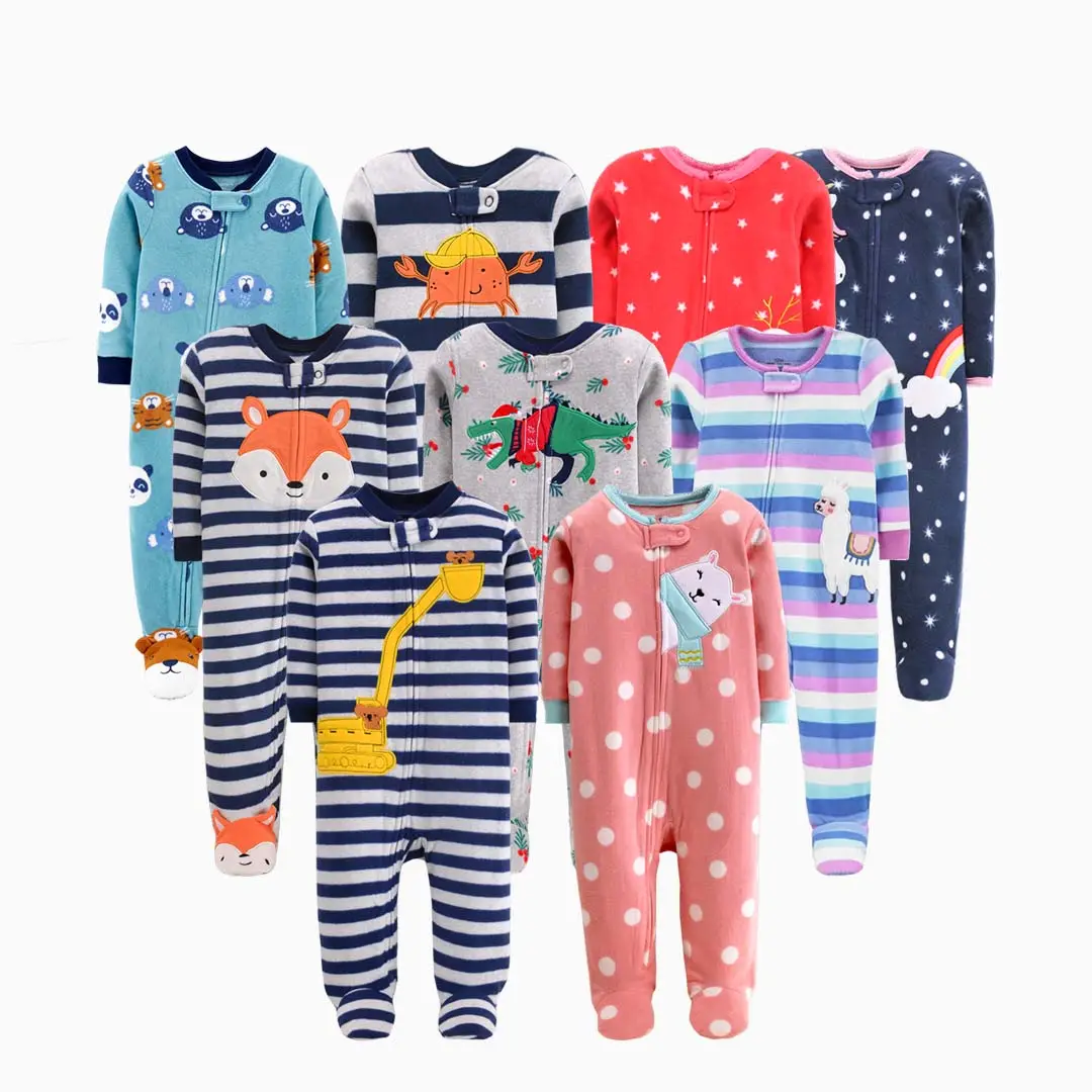 Barboteuse d'hiver pour bébé avec fermeture éclair pour enfants, combinaison de vêtements, vente en gros, pyjama OEM, vêtements pour bébé fabriqués en chine
