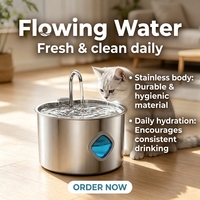 Fontaine à eau pour animaux de compagnie en acier inoxydable de 3,2 L avec niveau d'eau visible, débit circulant, distributeur d'eau automatique pour animaux domestiques