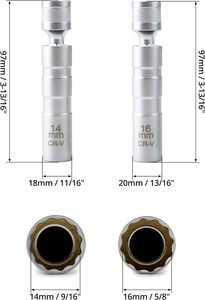 14mm&amp;16mm Magnetic Swivel Spark Plug Socket Thin Wall Magnetic Rotating 3/8" Drive 12 <strong>Point</strong> Spark Plug Socket <strong>Removal</strong> <strong>Tool</strong> - Product Image 6