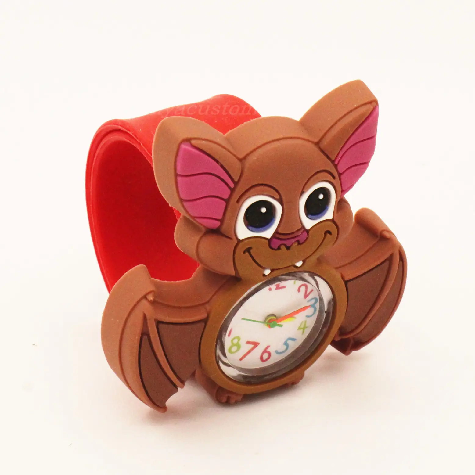 Groothandel Direct Vleermuis Vorm Kinderen 3D Klap Horloge Custom Logo Cartoon Dier Vormige Meisjes Fancy Horloges