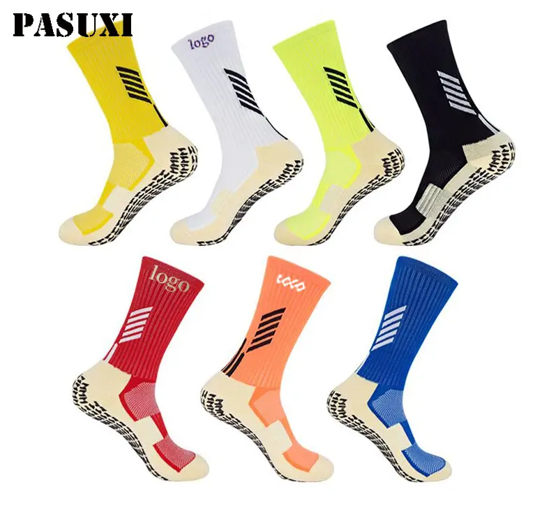 PASUXI 2023 Sports Anti Slip Football Mi-mollet Épaissir Coussin Chaussettes Antidérapant Grippy Traction Pour Football Basketball