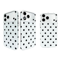 Coque brillante à motif à pois classique avec touches latérales métalliques séparées, bordure surélevée pour l'objectif et ajustement parfait pour iPhone 17 Pro Max