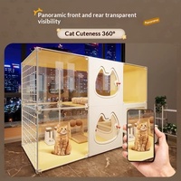 Cage et villa pour chat extra large en PP, respirante et chaude, avec lit pour chat d'intérieur et toilette intégrée pour salon et salle de bain