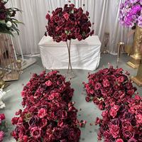 IFG Boules de fleurs artificielles en soie bordeaux de haute qualité, romantiques, décoratives, DIY, 60 cm, pour mariage, Noël, remise de diplôme