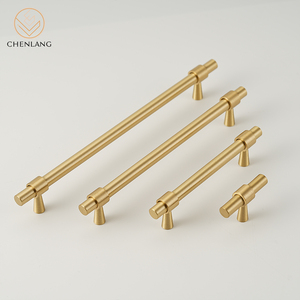 CHENLANG Modern European Style Brass Handles Pulls for Cabinet Bathroom Kitchen <strong>Bedroom</strong> Wardrobe Dressers-Durable Eco-Friendly - Product Image 1