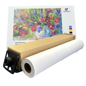 New 2024 Glossy Waterproof Polycotton Canvas 380gsm Inkjet Printing Roll Printing Canvas For Inkjet Printing Canvas