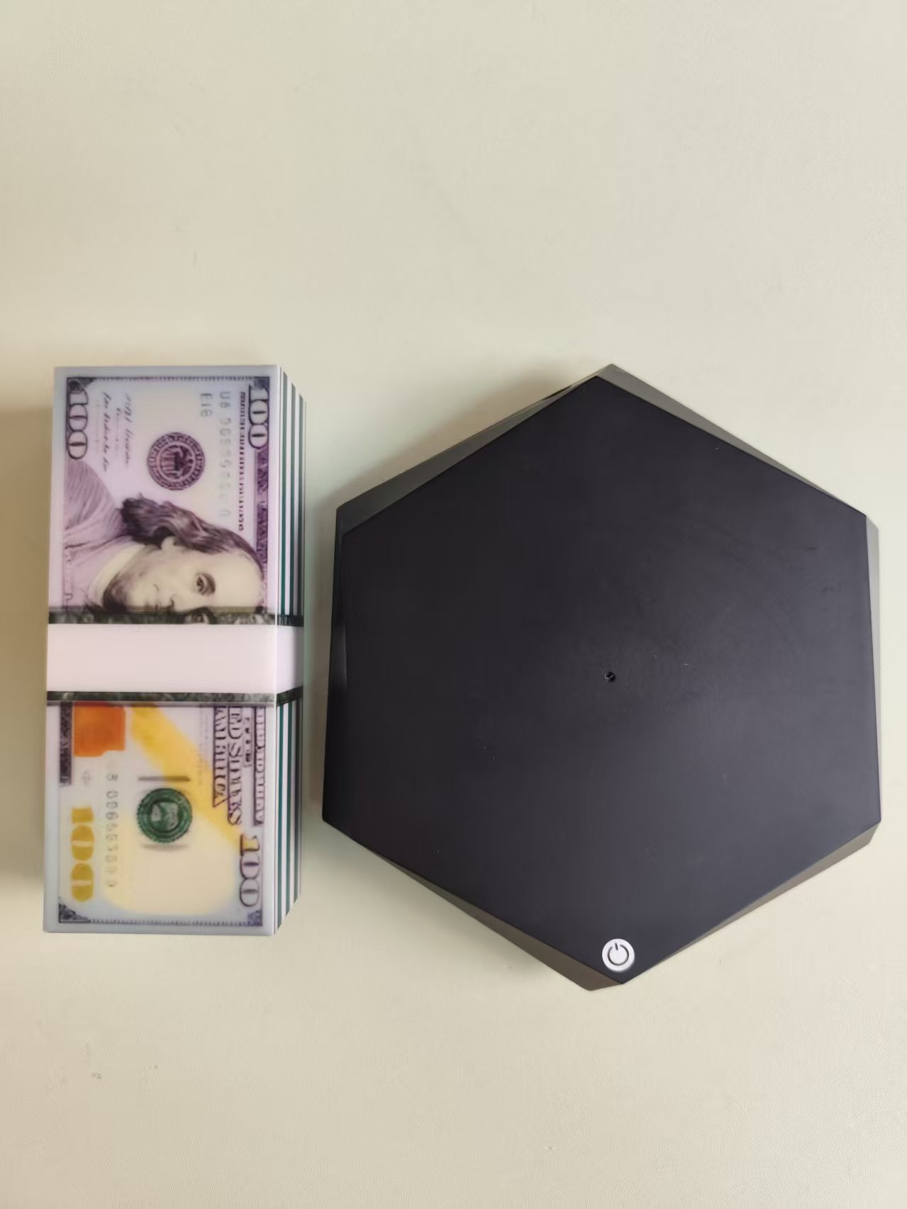 Hexagonal base floating money with remote control