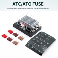Caja de Fusibles Automotriz de Doble Fila y 6 Vías con Contactos de Cobre, Conector de Alimentación para Batería de 12V, Portafusibles Marinos
