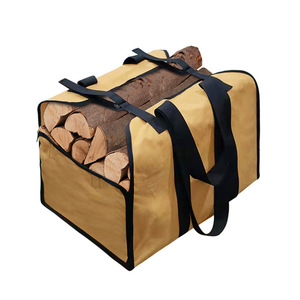 Firewood Storage <b>Bag</b> <b>Foldable</b> Rectangle Khaki Brown Military Green Outdoor Trip Use Compression Type Tote <b>Bag</b> - Product Image 1