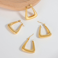 Boucles d'oreilles géométriques épaisses en acier inoxydable, style minimaliste, texture haute qualité, vente en gros, pour femmes
