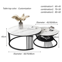 Table basse ronde moderne en marbre et métal de luxe pour salon et hôtel, durable et facile à nettoyer