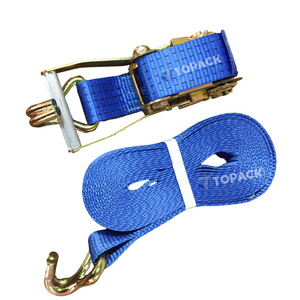 Correas de Amarre con Trinquete Personalizadas de Fábrica OEM, 1 1-1/2 2 Pulgadas, 25 38 50 <span class=keywords><strong>75</strong></span> mm, Ganchos en <span class=keywords><strong>J</strong></span>, Cinta de Poliéster, Cordón de Carga, Correas de Sujeción - Product Image 1