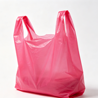 Sacs de courses en plastique HDPE imprimés rose vif, disponibles en stock, pour t-shirts