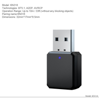 Adaptateur audio Bluetooth 5.1 stéréo HIGI KN318 à double sortie AUX USB avec appel mains libres et microphone intégré