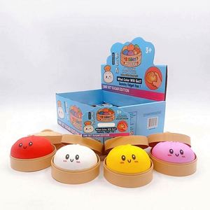 Wholesale Bun-shaped Promotional Toy Cute Dumpling Buns Baozi Squishy Stress Ball Smile Face Steamed Bun <b>Fidget</b> Toy with Steamer - Product Image 2
