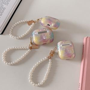 Pour <span class=keywords><strong>Airpods</strong></span> 3 2 1 Pro Pro2 casque étui arc-en-ciel dégradé marbre coque étuis souples sans fil écouteur boîte couverture avec bracelet de perles - Product Image 5