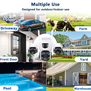 Kamera keamanan luar ruangan 9MP nirkabel, tiga lensa dengan tampilan 3 arah, tampilan 360 °, penglihatan malam warna, deteksi gerakan PIR - Product Image 6