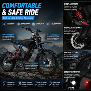 Moto tout-terrain haute performance 7000W, vitesse 80 km/h, couple 250 Nm, pour adultes, puissance 7000W, moto haute performance - Product Image 2