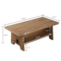 Table basse de style farmhouse, mi-siècle, moderne, en bois de sapin massif, plateau de table de 43,4 pouces, marron, salon