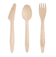 100% ensemble de couverts en bois de bouleau biodégradable écologique couverts en bois jetables cuillère en bois fourchette couteau pour Camping fête pique-nique