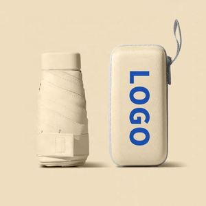 Parapluie de poche coupe-vent pliable en 5 sections avec protection UV, mini parapluie avec logo, parapluies pour la pluie - Product Image 1