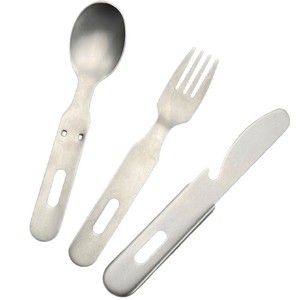 A71 Distressed 3 In 1 Portable Camping Cutlery <b>Set</b> Stainless Steel Knife <b>Fork</b> <b>Spoon</b> Outdoor Flatware <b>Set</b> For Adults - Product Image 4