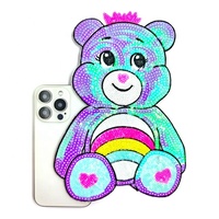 Parche Termoadhesivo Personalizable de PVC con Diseño de Oso Dulce y Bordado de Lentejuelas para Ropa y Accesorios