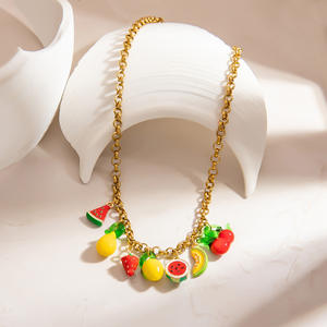 Collar con <span class=keywords><strong>Colgante</strong></span> de Fruta SUMMLY, Bonito, al por Mayor, Chapado en Oro de 18K, Acero Inoxidable, para Mujer, Joyería de Moda - Product Image 4