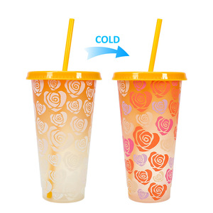 Christmas Themed Color <strong>Changing</strong> Mug PP Coffee Mug Single Layer Temperature Sensitive Color <strong>Changing</strong> Straw Mug - Product Image 5