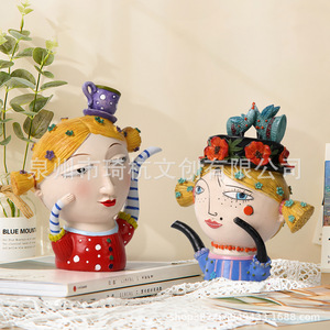 Figura Decorativa de Chica Bohemia Colorida, Artesanía en Resina, Decoración para el Hogar - Product Image 3