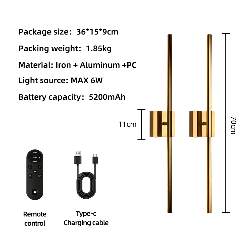 Gold 2 pcs 70CM