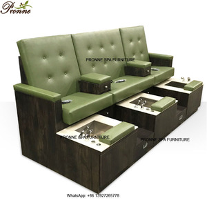 Ensemble de pédicure de bols en acier inoxydable 3 places au design moderne banc de spa pour pédicure avec accoudoir - Product Image 1
