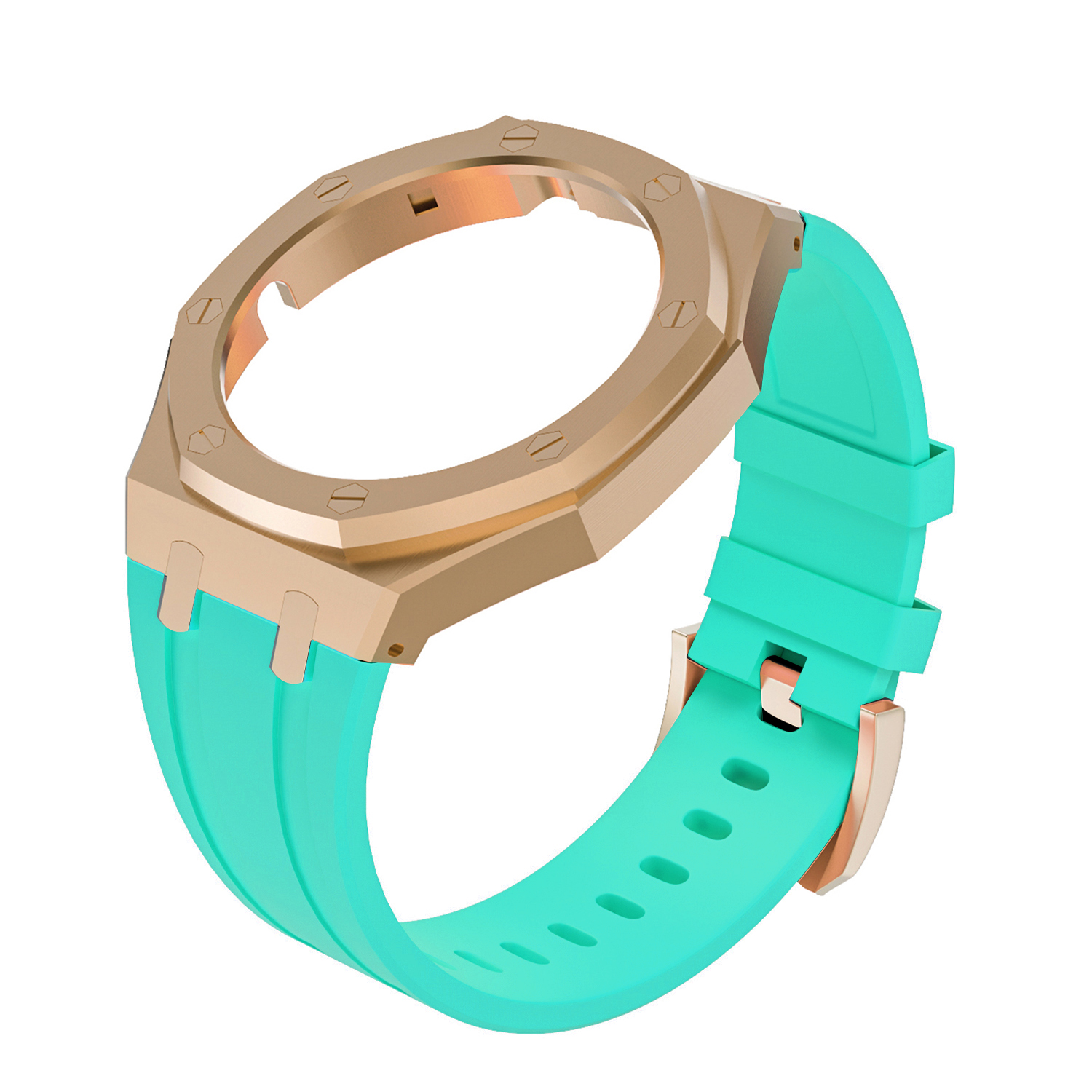 Bracelet en silicone or rose + bleu Tiffany