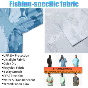 Custom UPF 50+ Sun Protection Fishing Hoodie Quick Dry Breathable Stretch Fishing <strong>Shirt</strong> with Built-in <strong>Face</strong> Mask for Men - Product Image 4