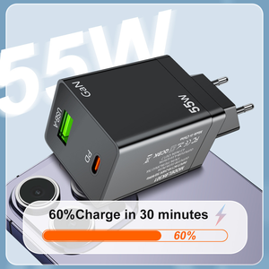 อะแดปเตอร์ชาร์จ Gan 55W วัสดุทนไฟ มาตรฐาน US EU AU รองรับ PD USB ชาร์จเร็ว เหมาะสำหรับแล็ปท็อปและโทรศัพท์มือถือ - Product Image 4