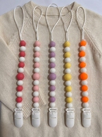 Nouvelle attache-sucette pour bébé avec perles de silicone à mâcher, support de dentition, sans BPA, anti-perte, chaîne en silicone pliable et élancée, 2-4 ans