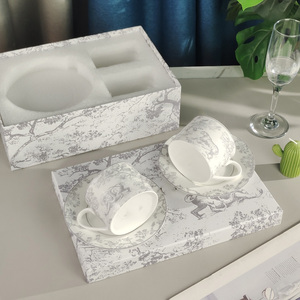 Competitive Nordic Gray Bone China 2 <b>Cups</b> and <b>Saucers</b> for Best Selling - Product Image 3