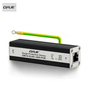 CUAJE 48V Din rail RJ45 connector 1000Mbps SPD surge protector for CAT5/CAT6 Ethernet cable and POE switch