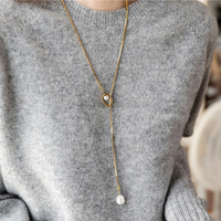 Collier de style baroque avec imitation de perles, pendentif en perle, chaîne de pull pour femme, bijoux